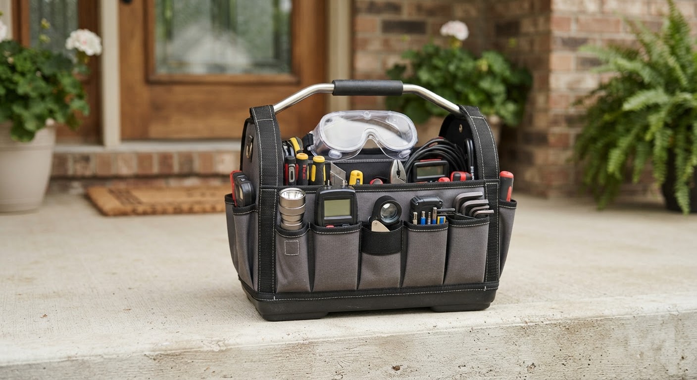 Organized professional pest control inspection equipment kit